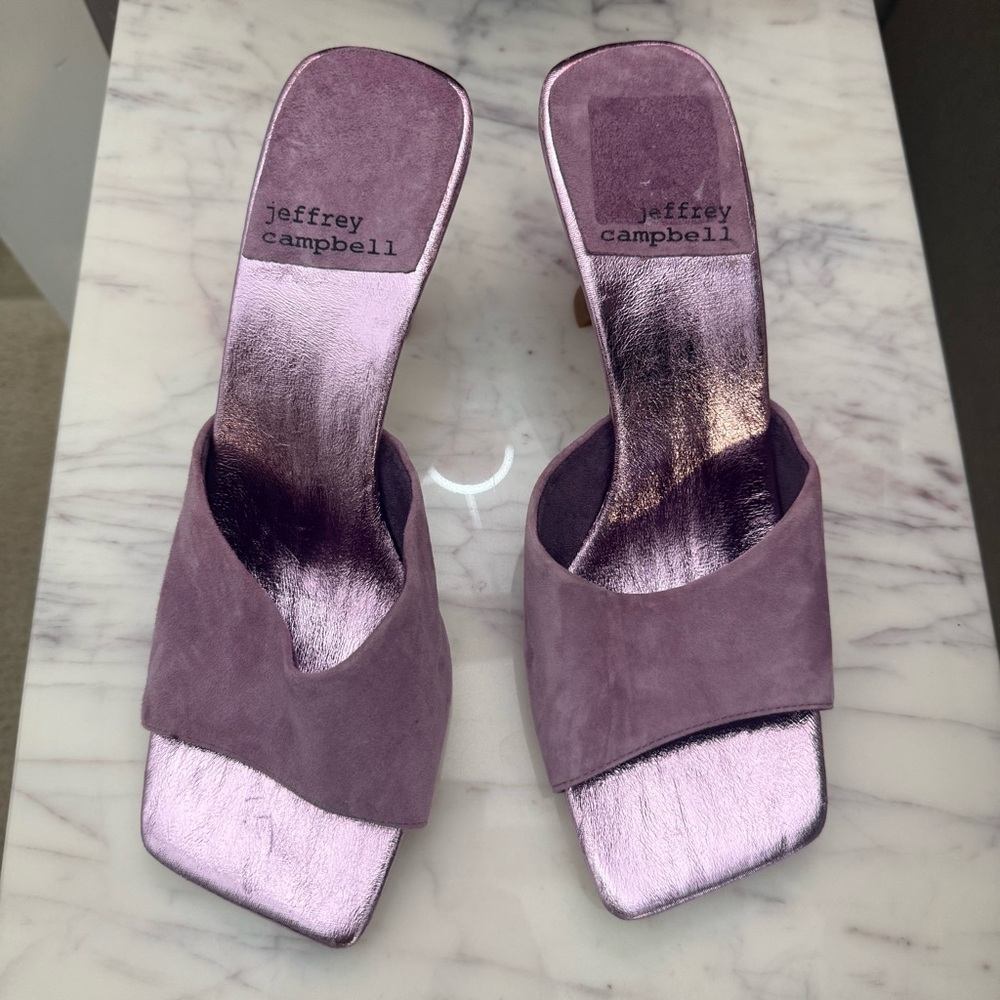 Jeffrey Campbell Mr Big Sandals In Viola Suede And Leather - Picture 2 of 8